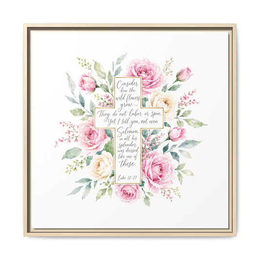 Luke 12:27 Floral Cross PNG | Christian Digital Download | Wildflower Cross Wall Art | Bible Verse Printable | Faith PNG