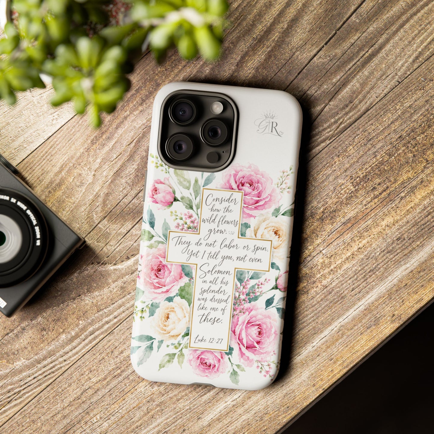Floral Cross Scripture Phone Case | Tough Case