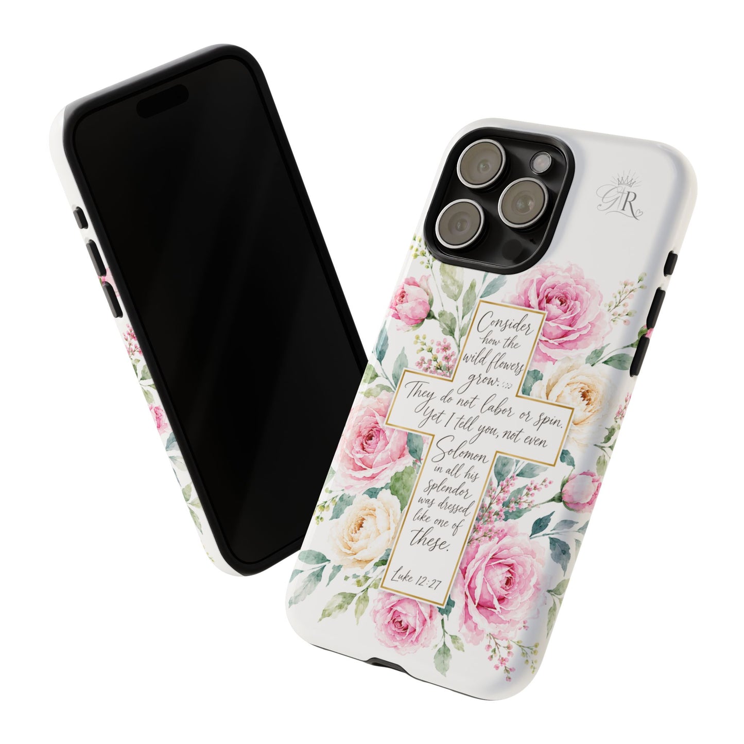 Floral Cross Scripture Phone Case | Tough Case