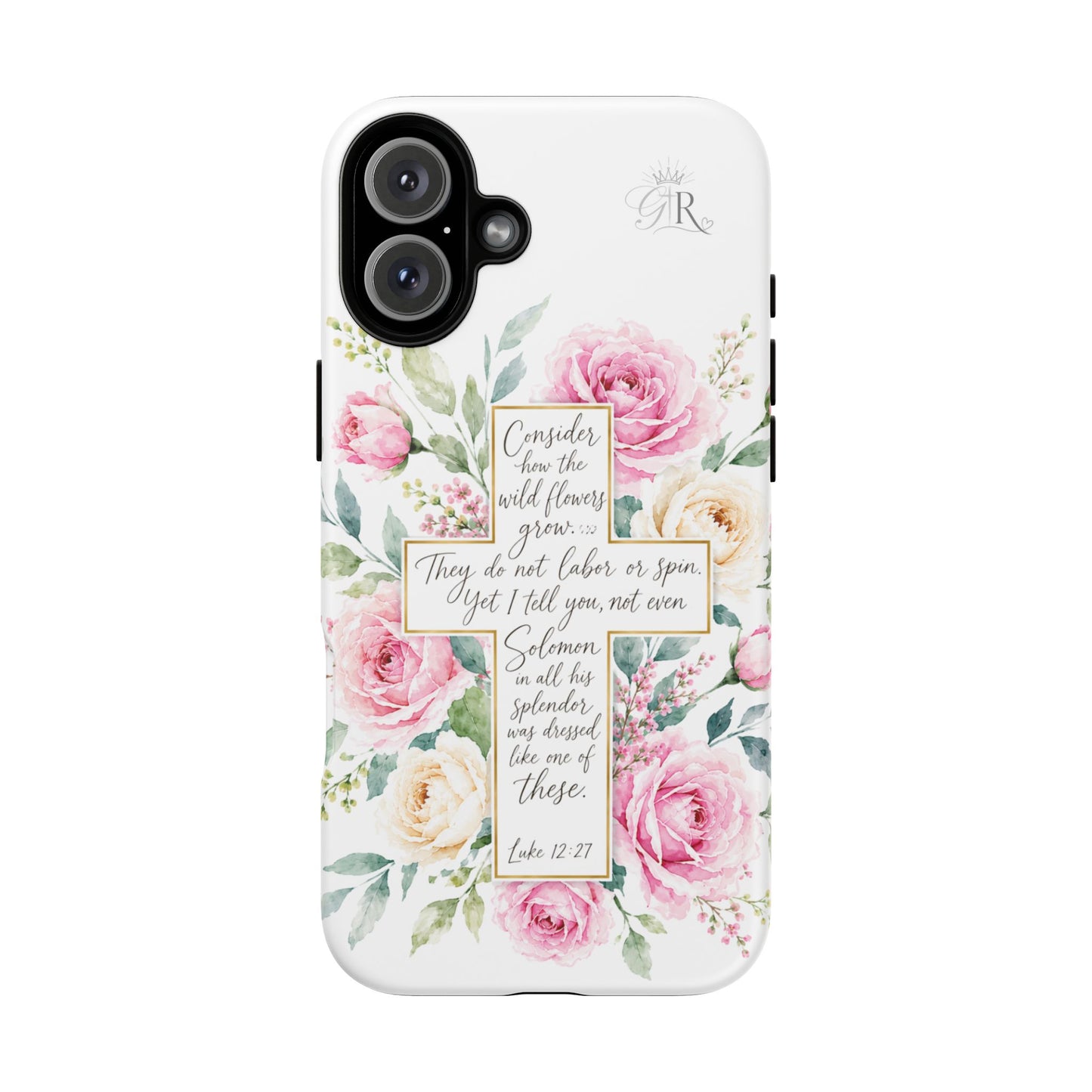 Floral Cross Scripture Phone Case | Tough Case