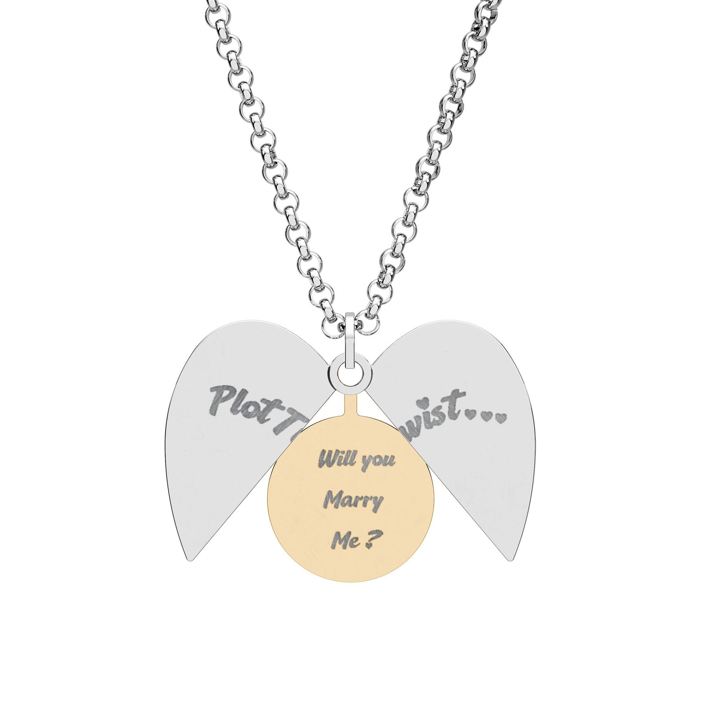 Hidden Message Heart Necklace | "Will You Marry Me?" Proposal Necklace | Secret Engraved Heart Pendant | Personalized Proposal Gift
