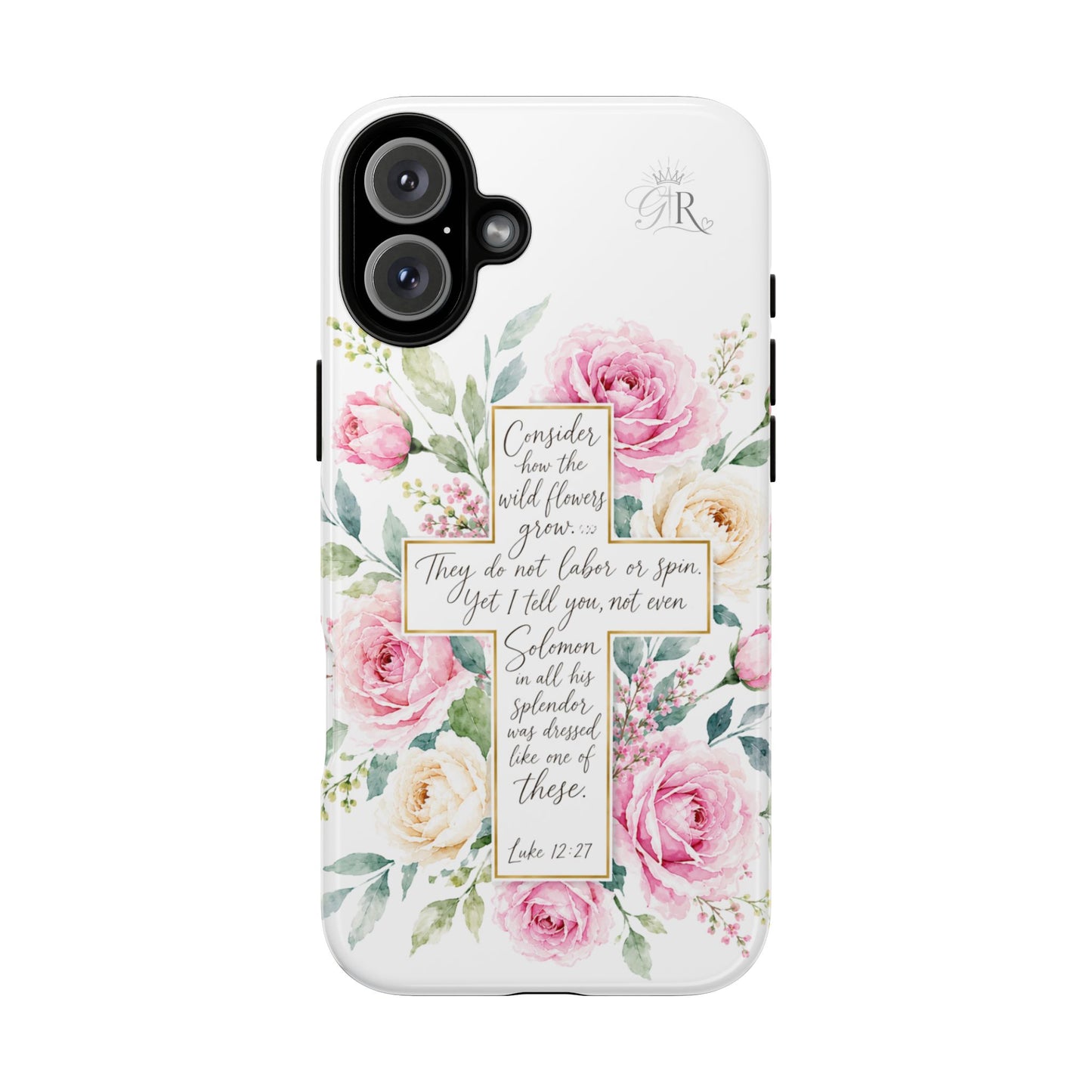 Floral Cross Scripture Phone Case | Tough Case