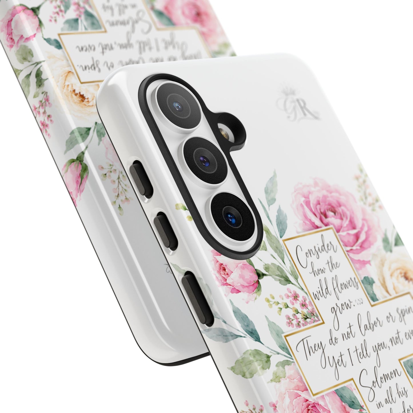 Floral Cross Scripture Phone Case | Tough Case