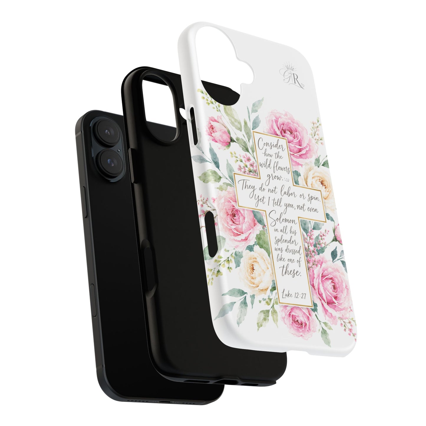 Floral Cross Scripture Phone Case | Tough Case