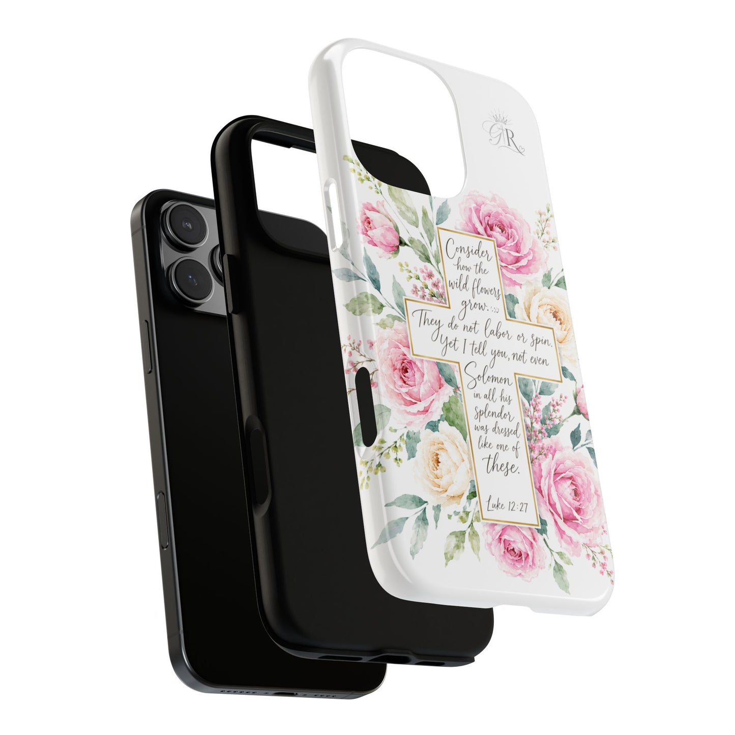 Floral Cross Scripture Phone Case | Tough Case