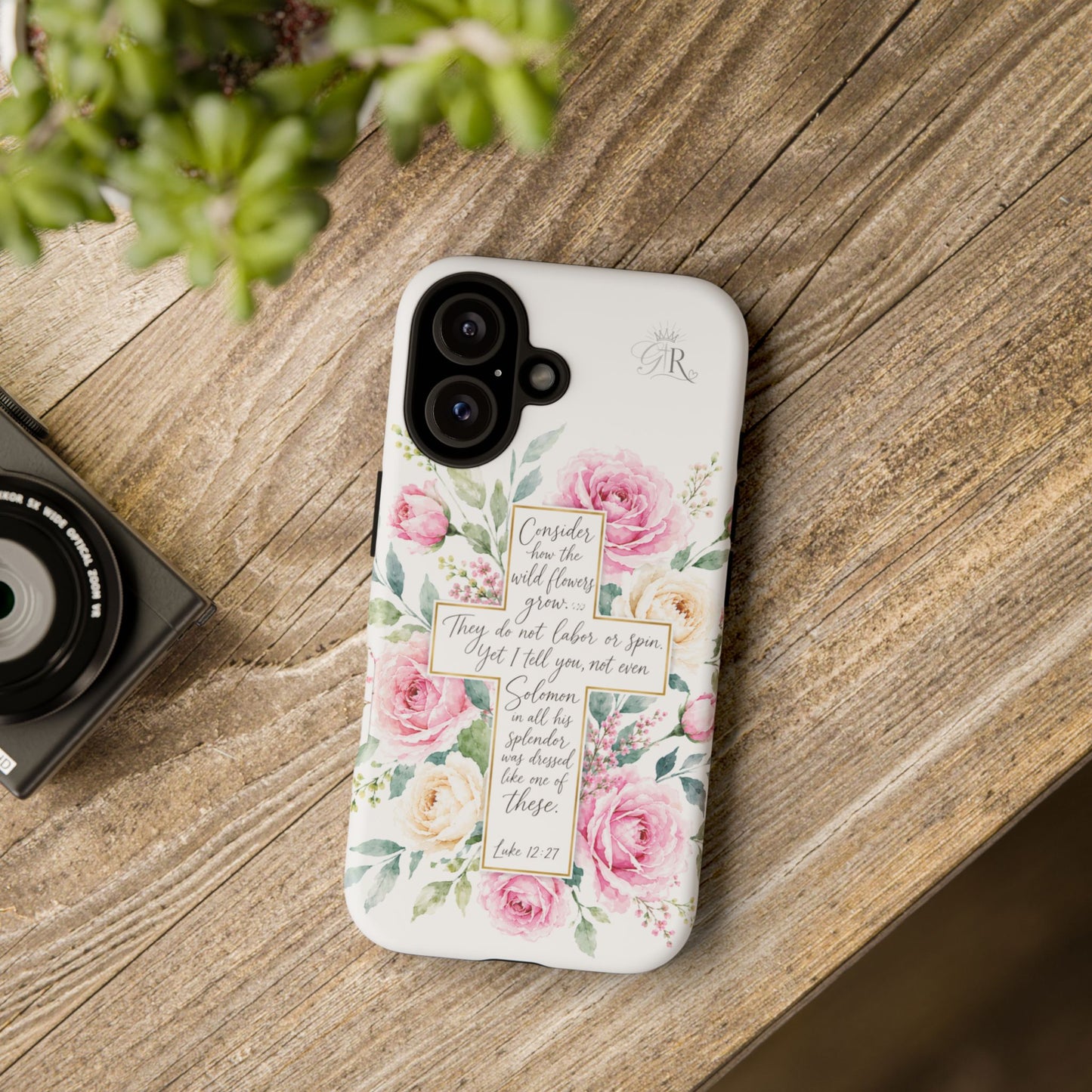 Floral Cross Scripture Phone Case | Tough Case