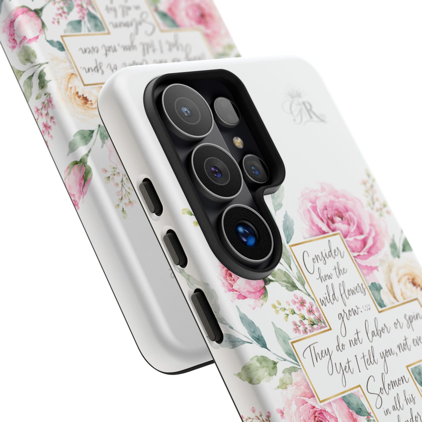 Floral Cross Scripture Phone Case | Tough Case