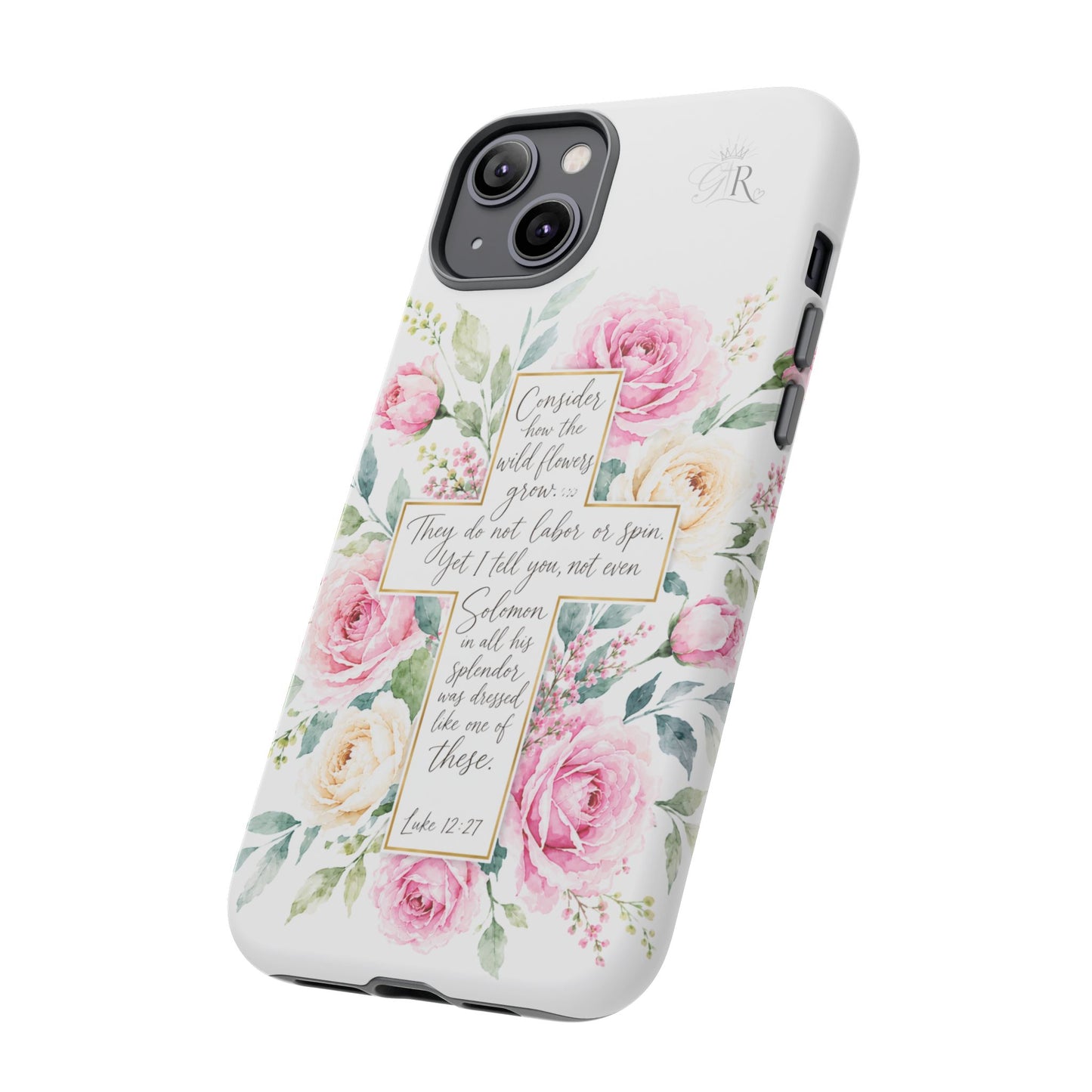 Floral Cross Scripture Phone Case | Tough Case