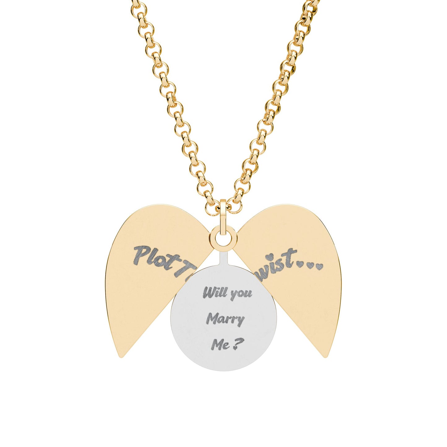 Hidden Message Heart Necklace | "Will You Marry Me?" Proposal Necklace | Secret Engraved Heart Pendant | Personalized Proposal Gift