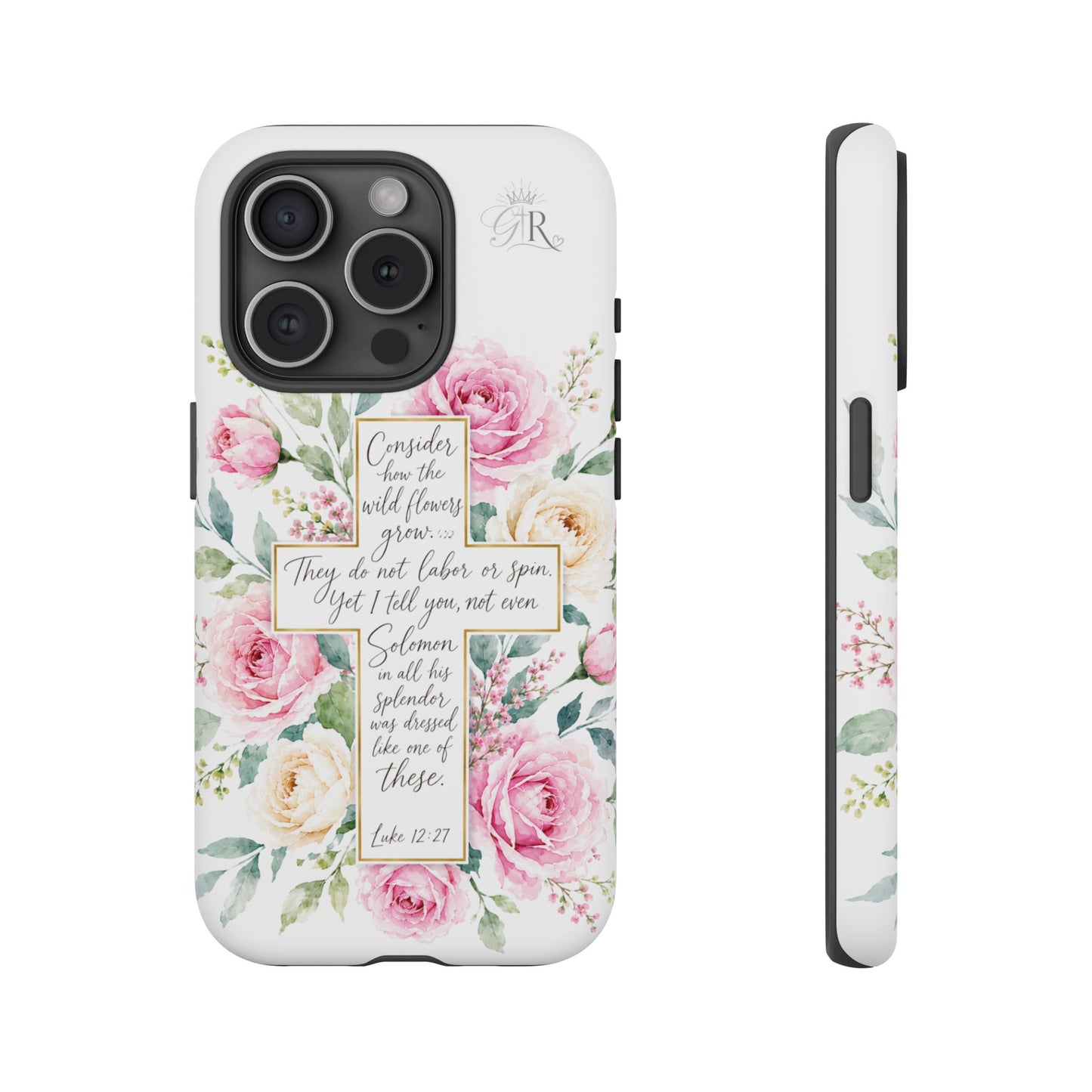 Floral Cross Scripture Phone Case | Tough Case