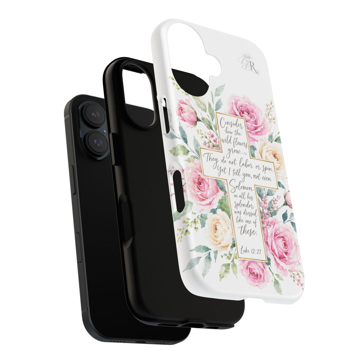 Floral Cross Scripture Phone Case | Tough Case