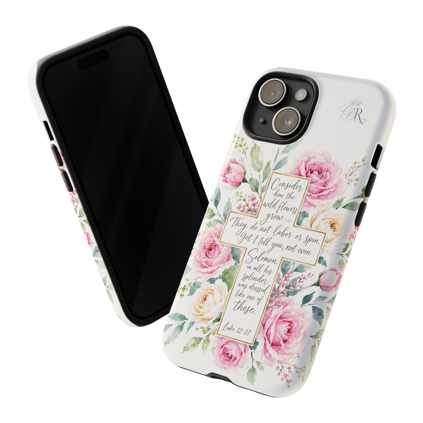 Floral Cross Scripture Phone Case | Tough Case