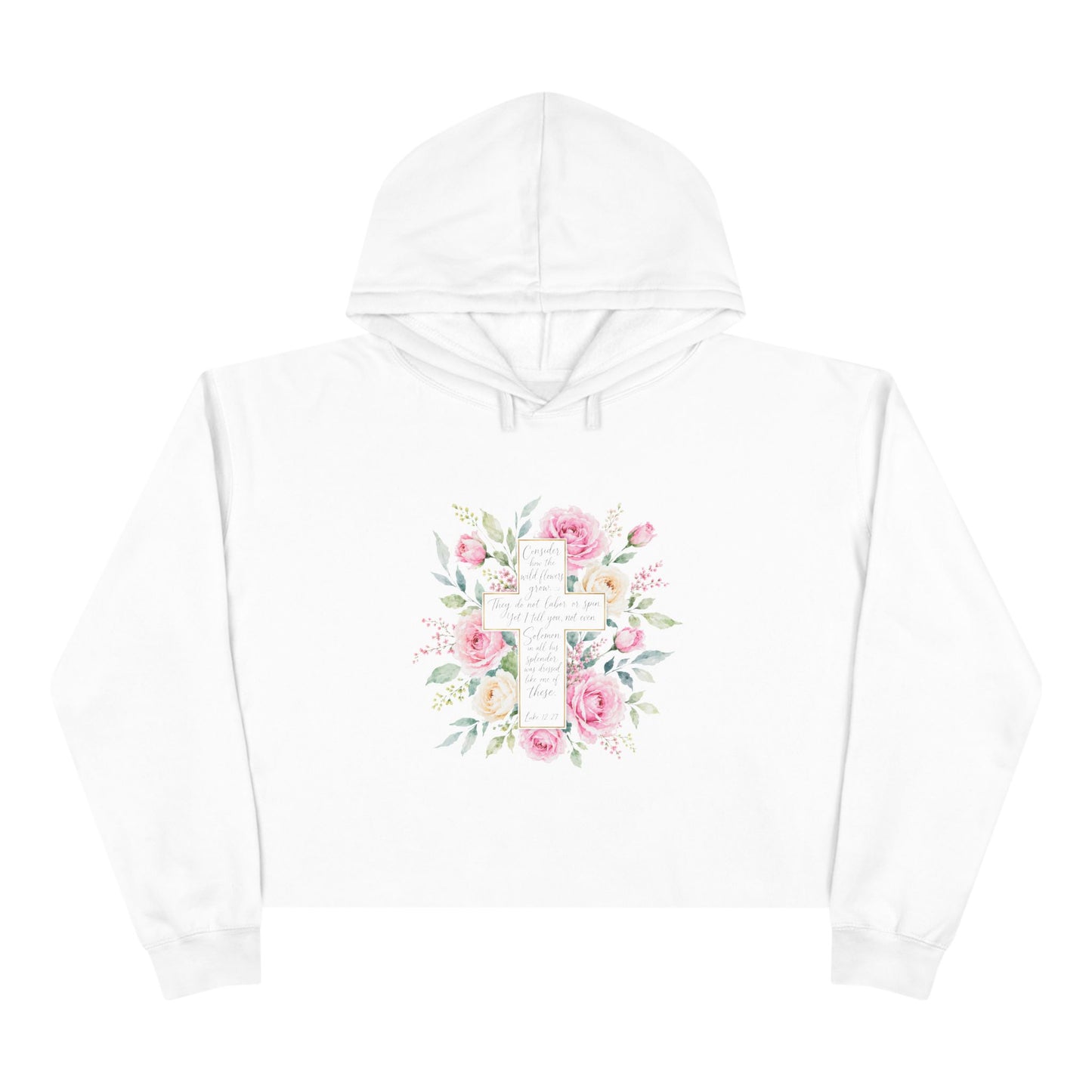 Consider the Wildflowers Hoodie | Luke 12:27 Christian Floral Cross Sweatshirt | Faith-Inspired Women's Hoodie