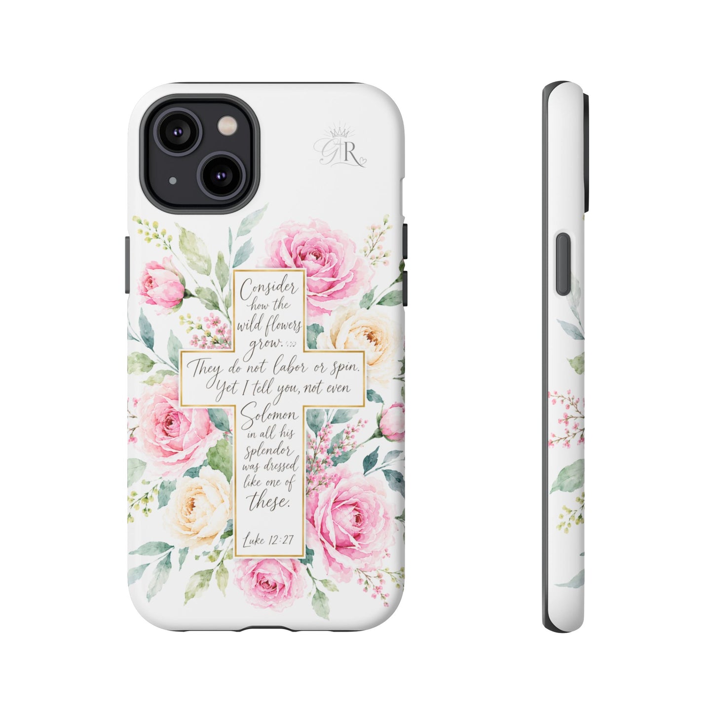 Floral Cross Scripture Phone Case | Tough Case