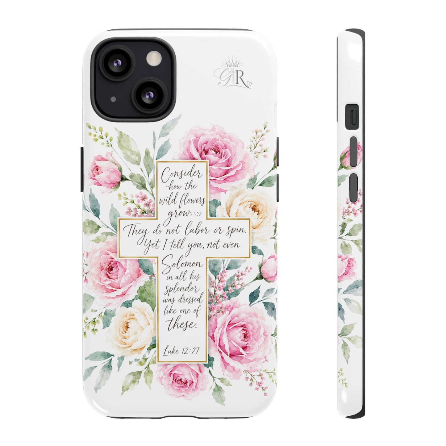 Floral Cross Scripture Phone Case | Tough Case