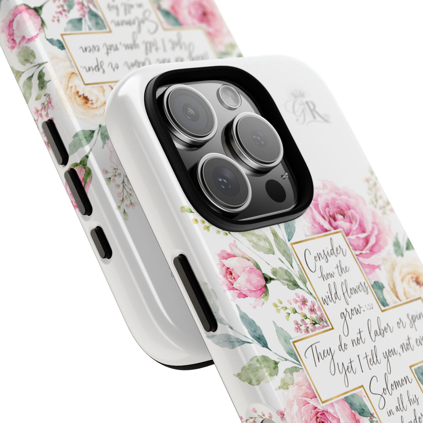 Floral Cross Scripture Phone Case | Tough Case