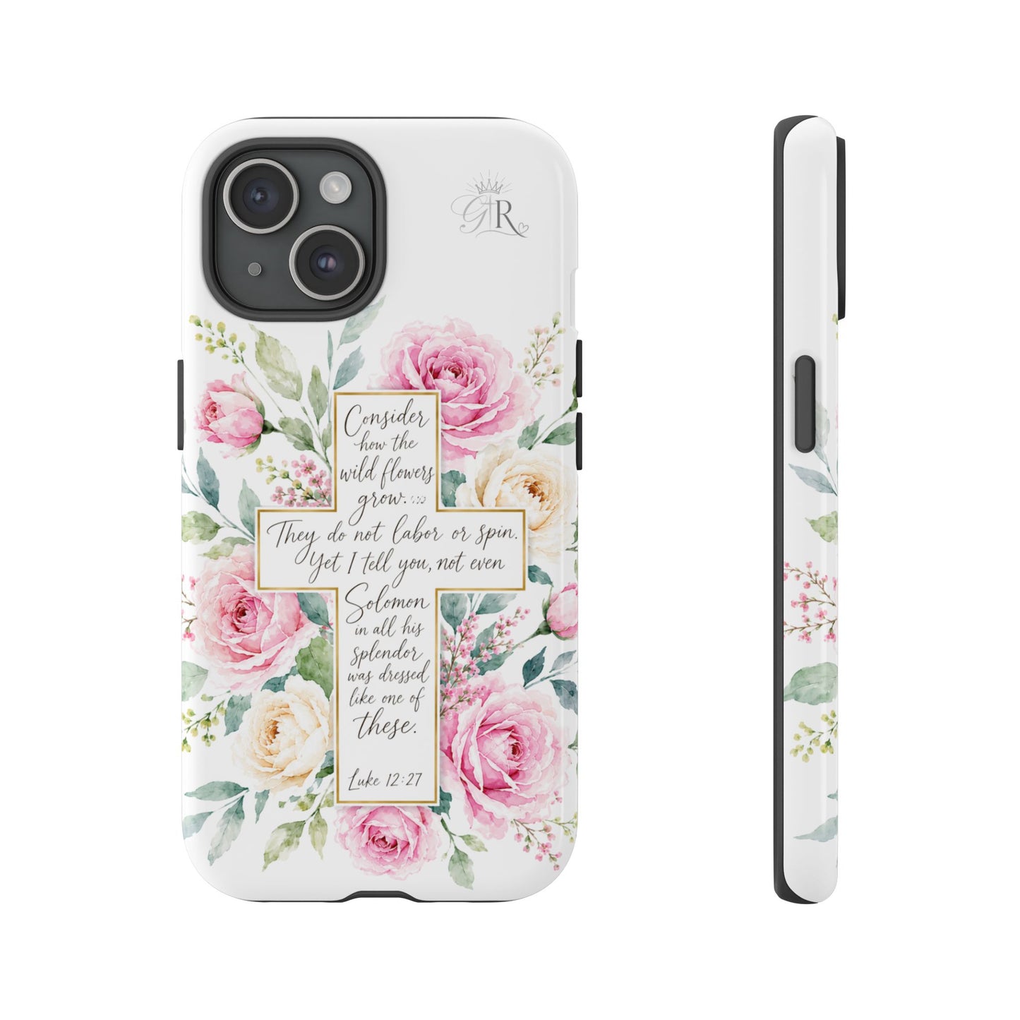 Floral Cross Scripture Phone Case | Tough Case