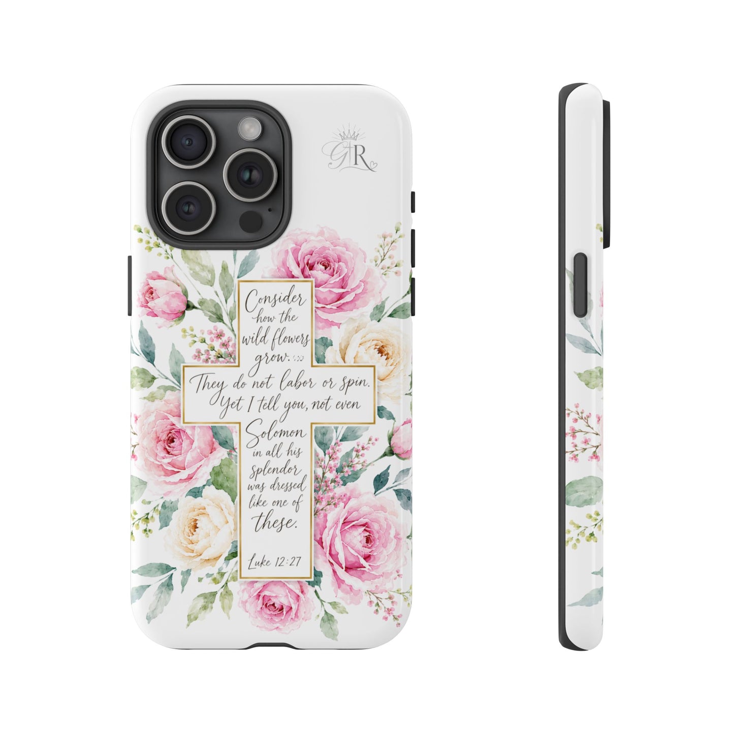 Floral Cross Scripture Phone Case | Tough Case