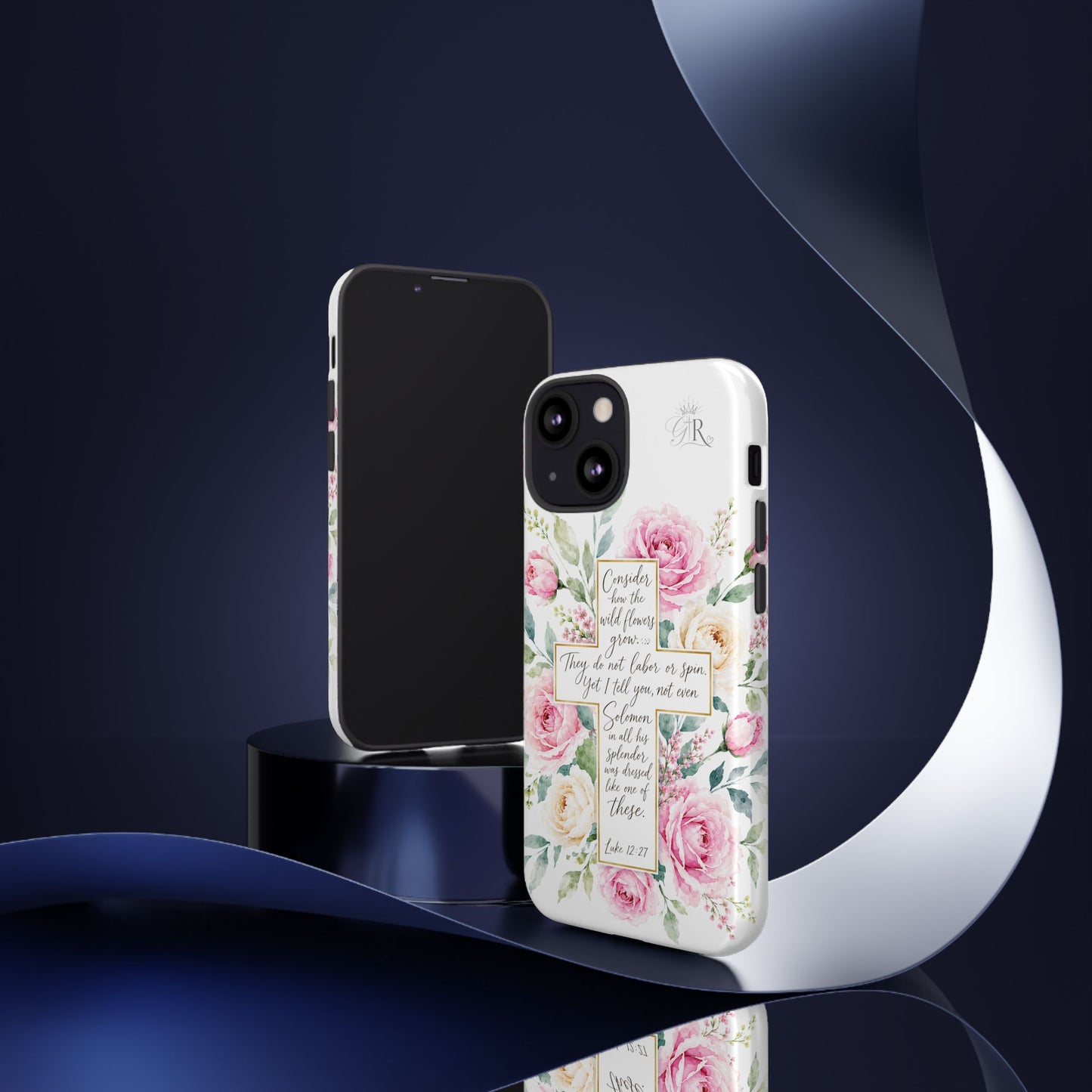 Floral Cross Scripture Phone Case | Tough Case