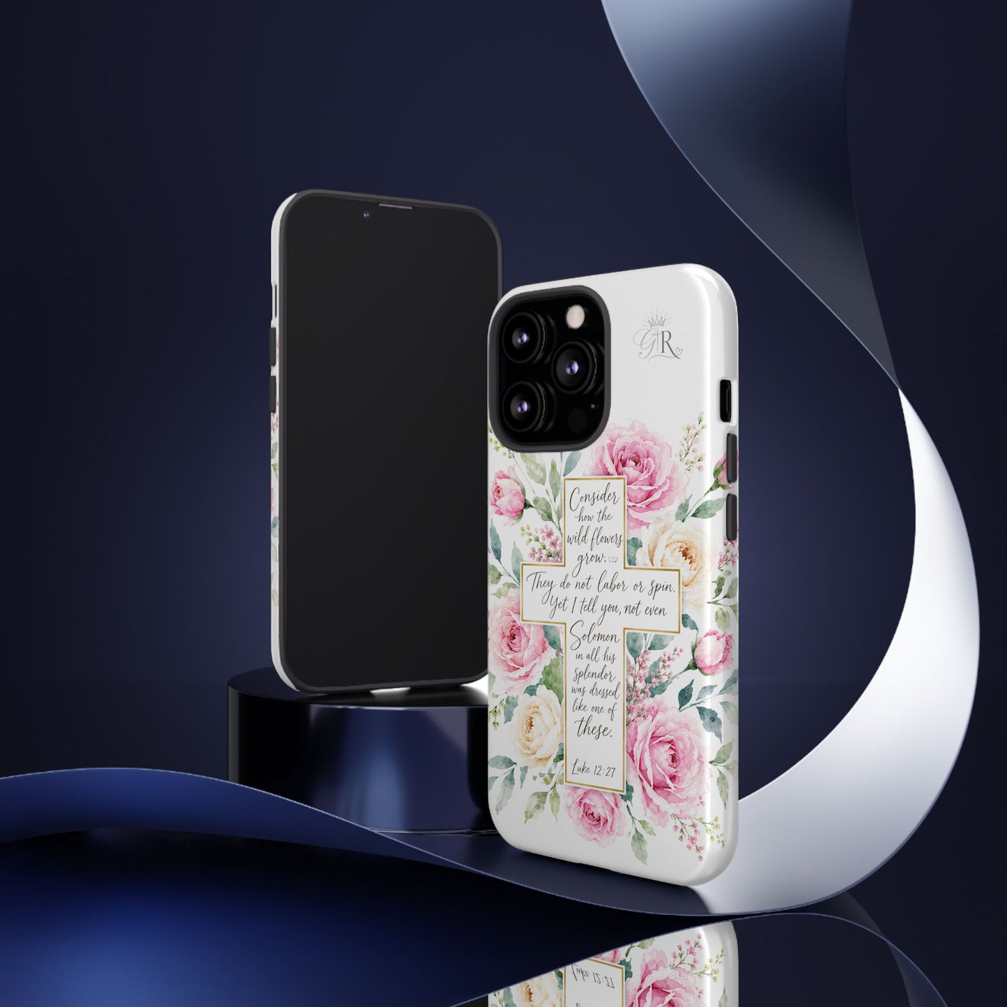 Floral Cross Scripture Phone Case | Tough Case