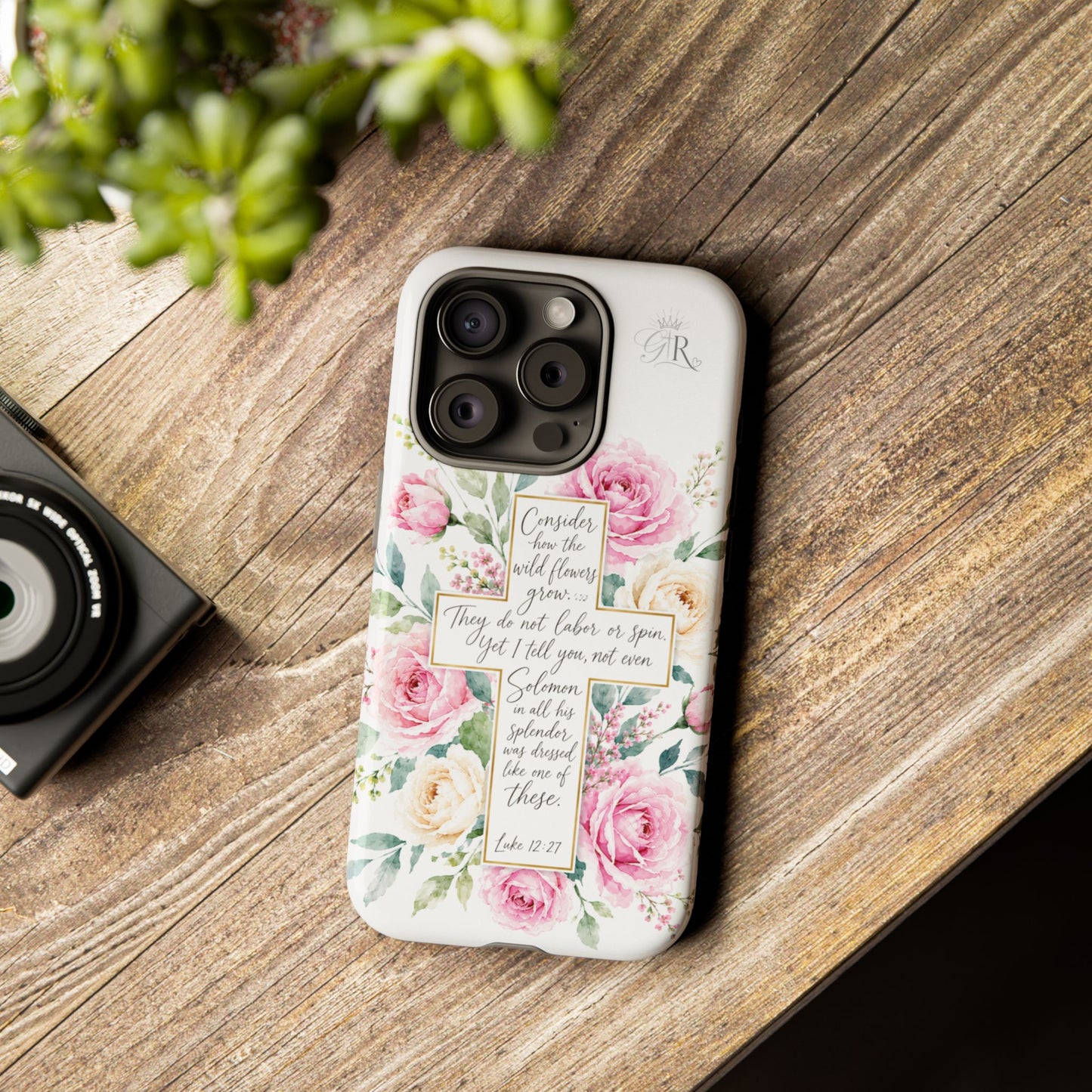 Floral Cross Scripture Phone Case | Tough Case