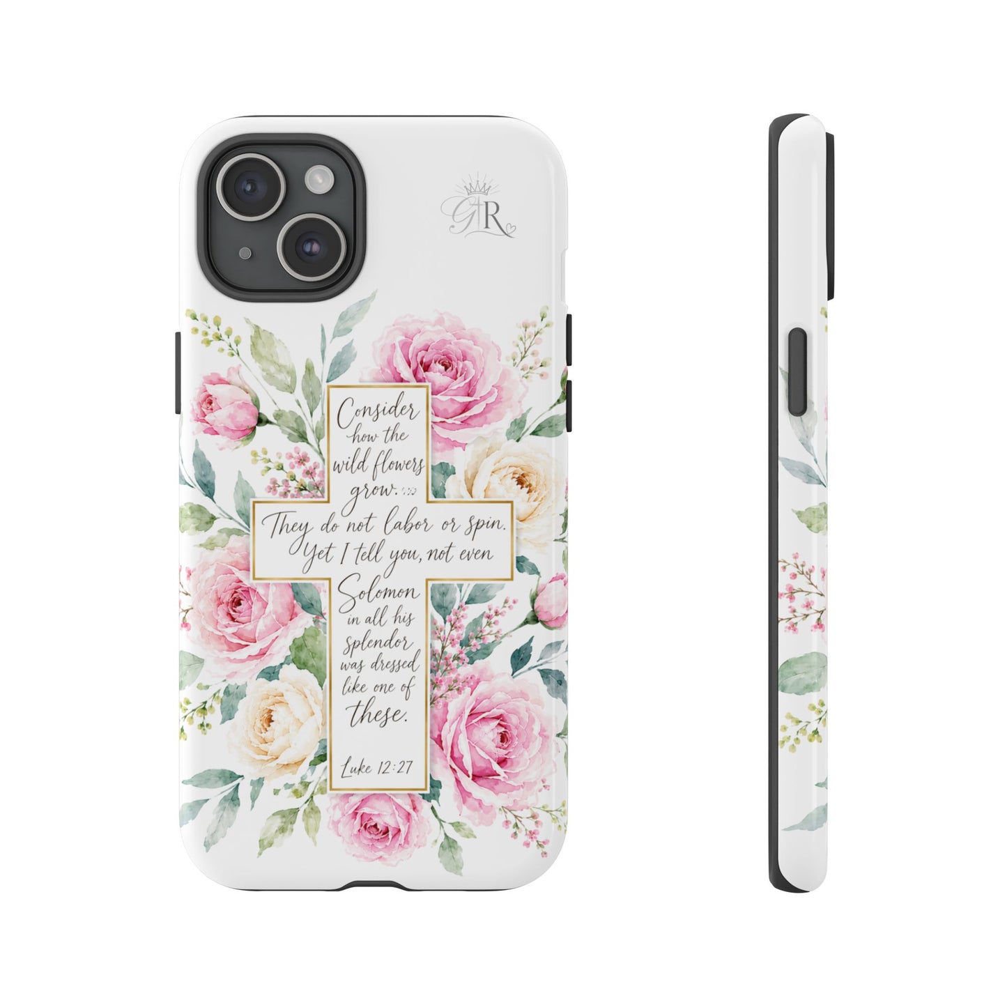 Floral Cross Scripture Phone Case | Tough Case
