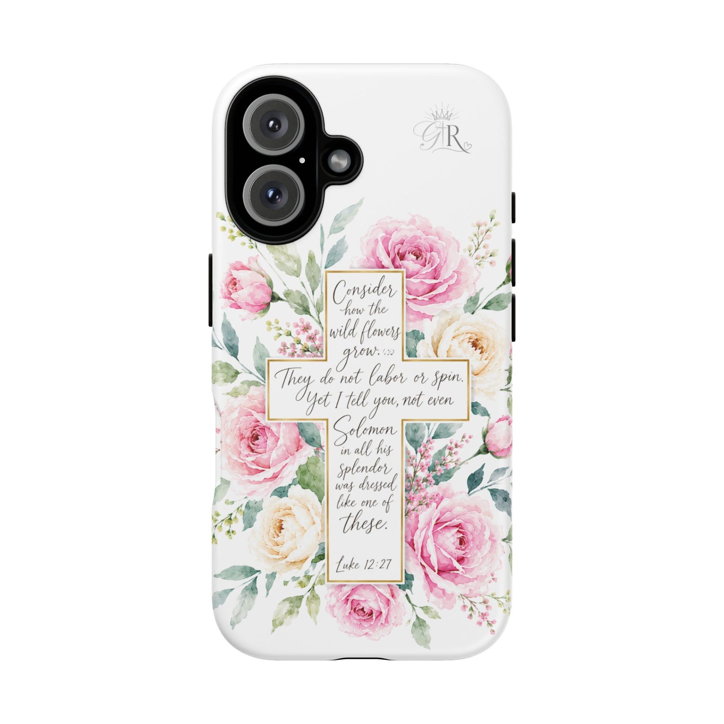 Floral Cross Scripture Phone Case | Tough Case