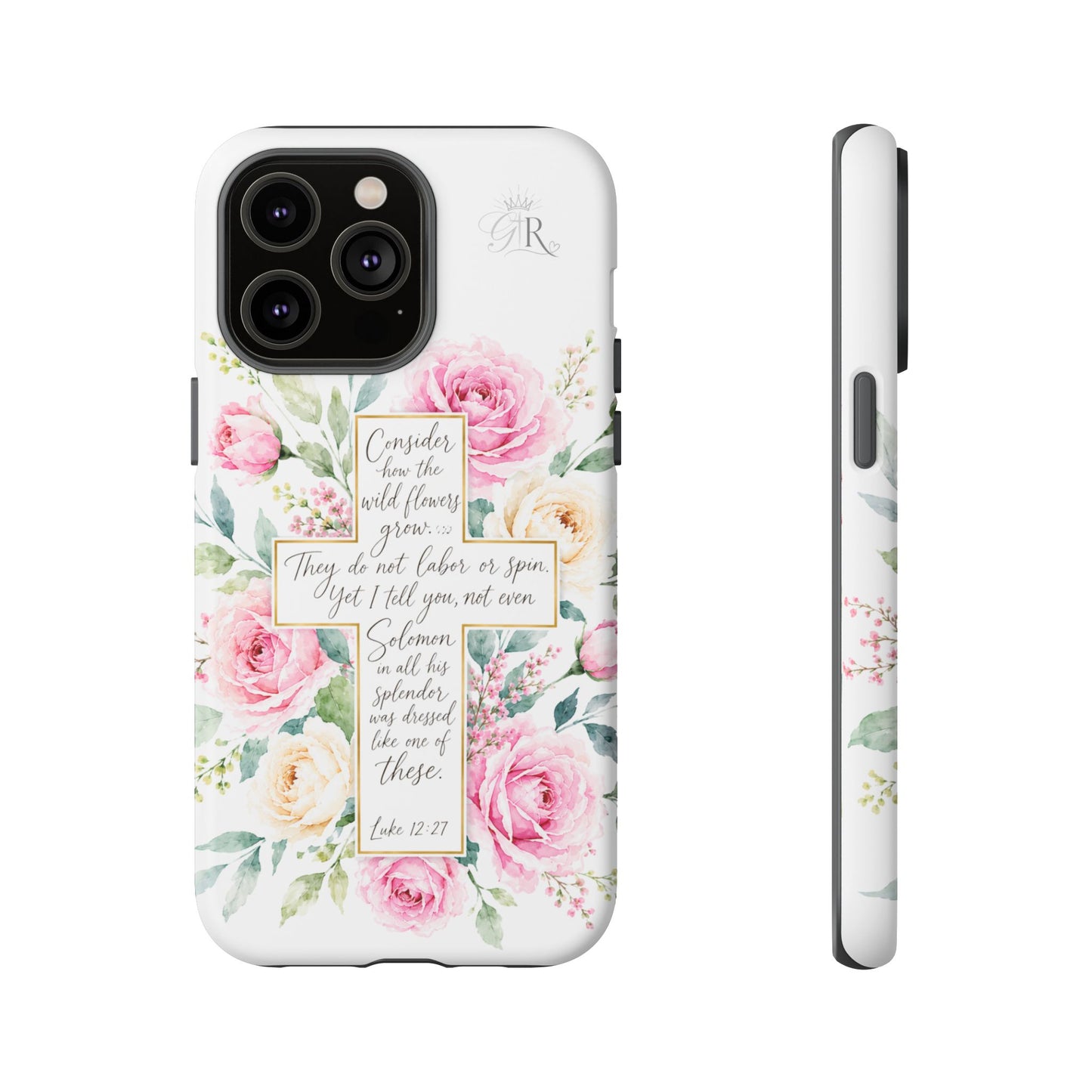 Floral Cross Scripture Phone Case | Tough Case