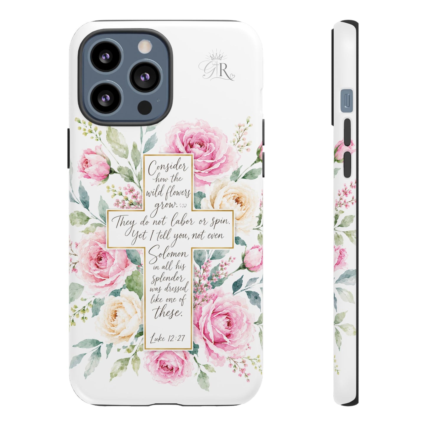Floral Cross Scripture Phone Case | Tough Case