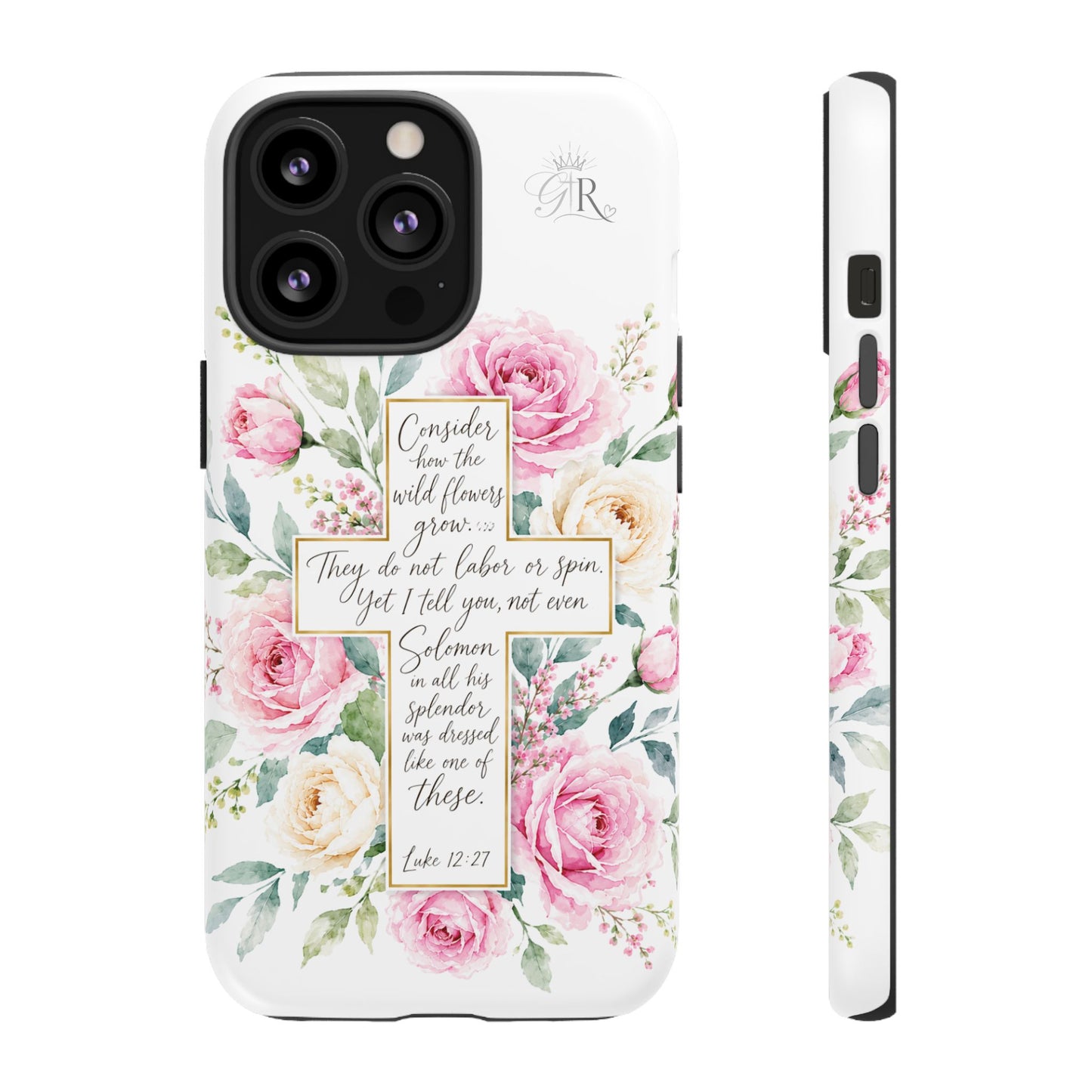 Floral Cross Scripture Phone Case | Tough Case