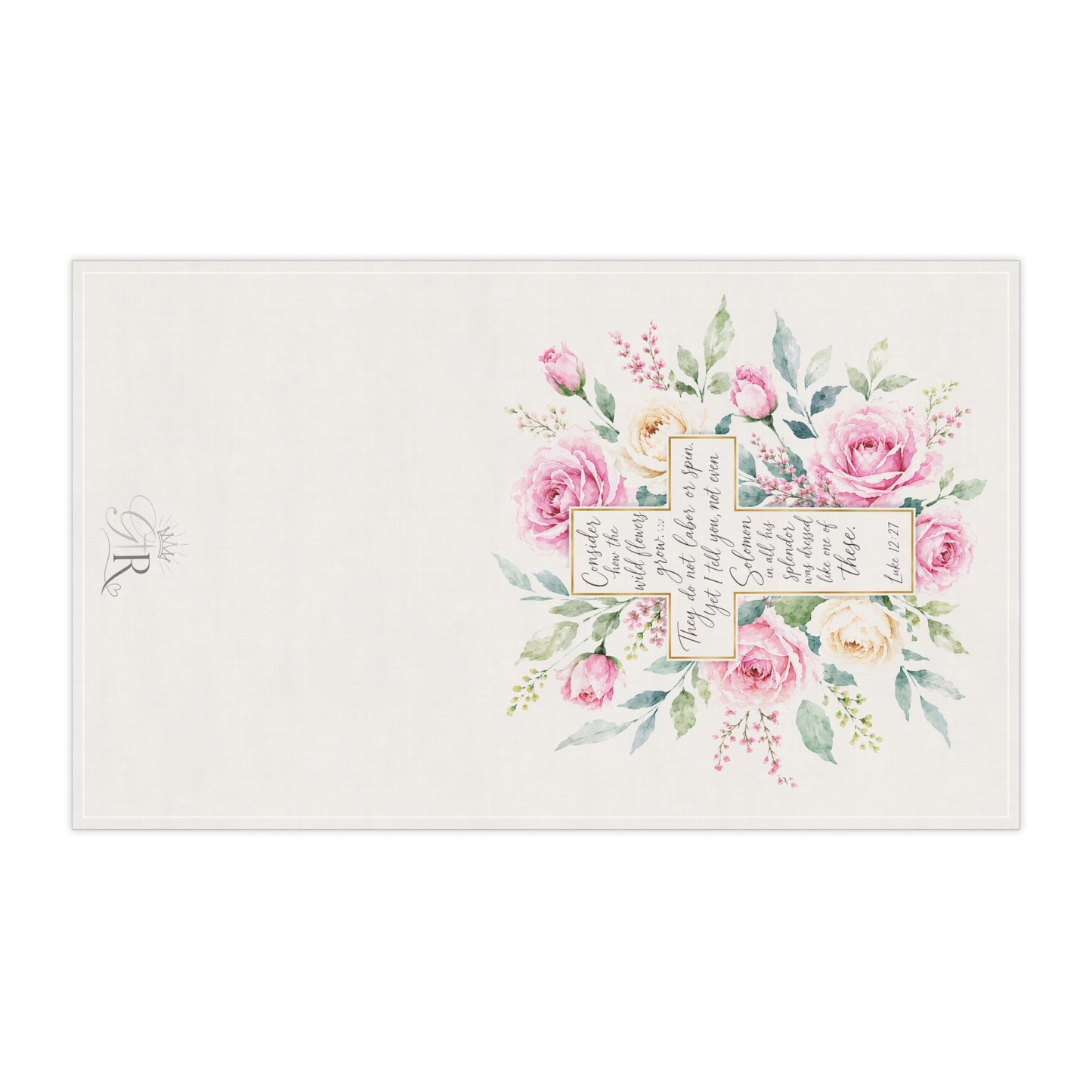 Floral Cross Scripture Tea Towel | Bible Verse Kitchen Towel