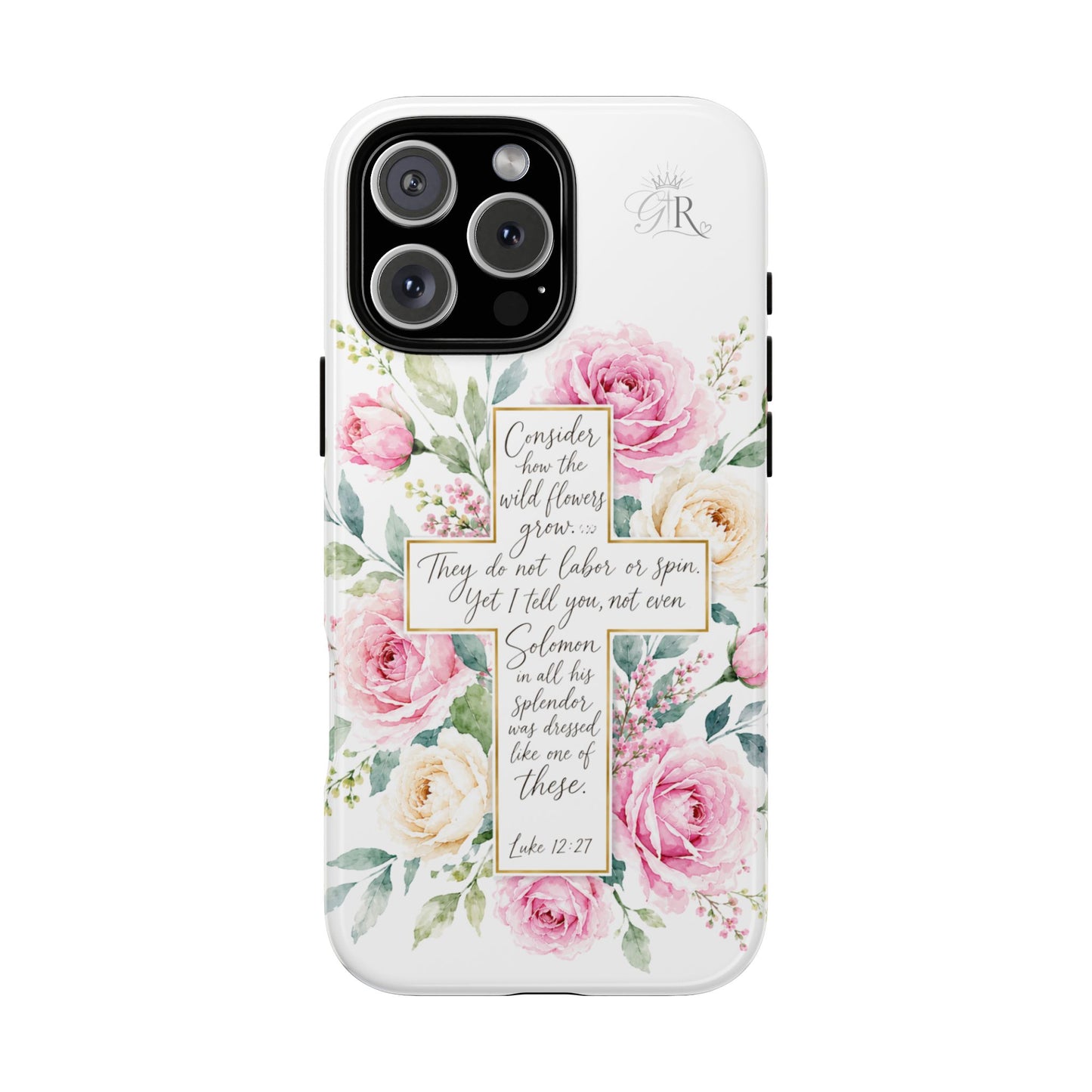 Floral Cross Scripture Phone Case | Tough Case