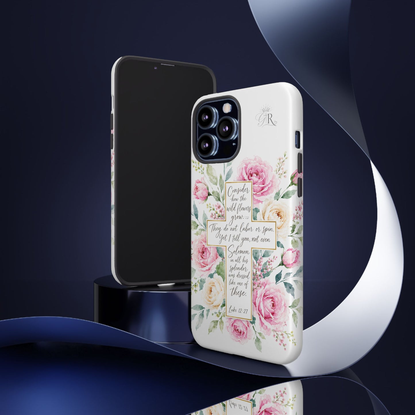 Floral Cross Scripture Phone Case | Tough Case