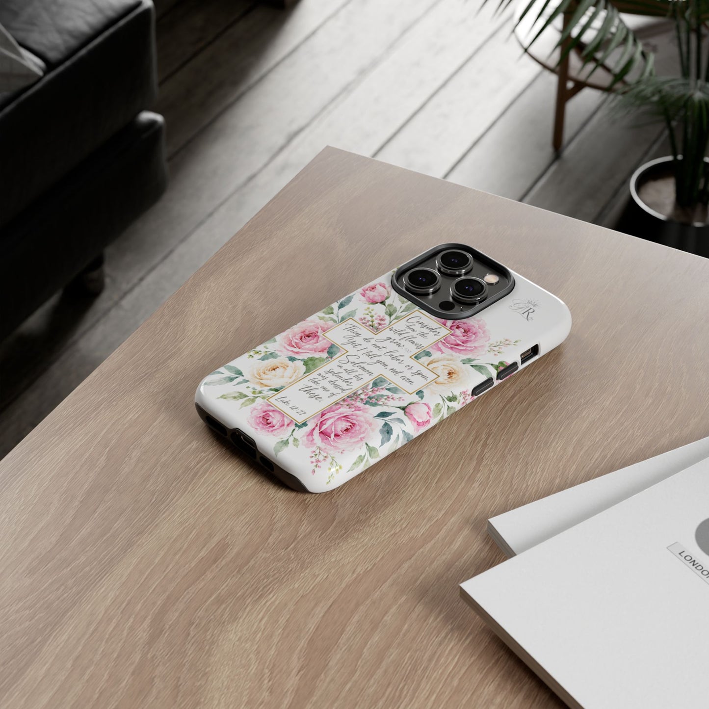 Floral Cross Scripture Phone Case | Tough Case