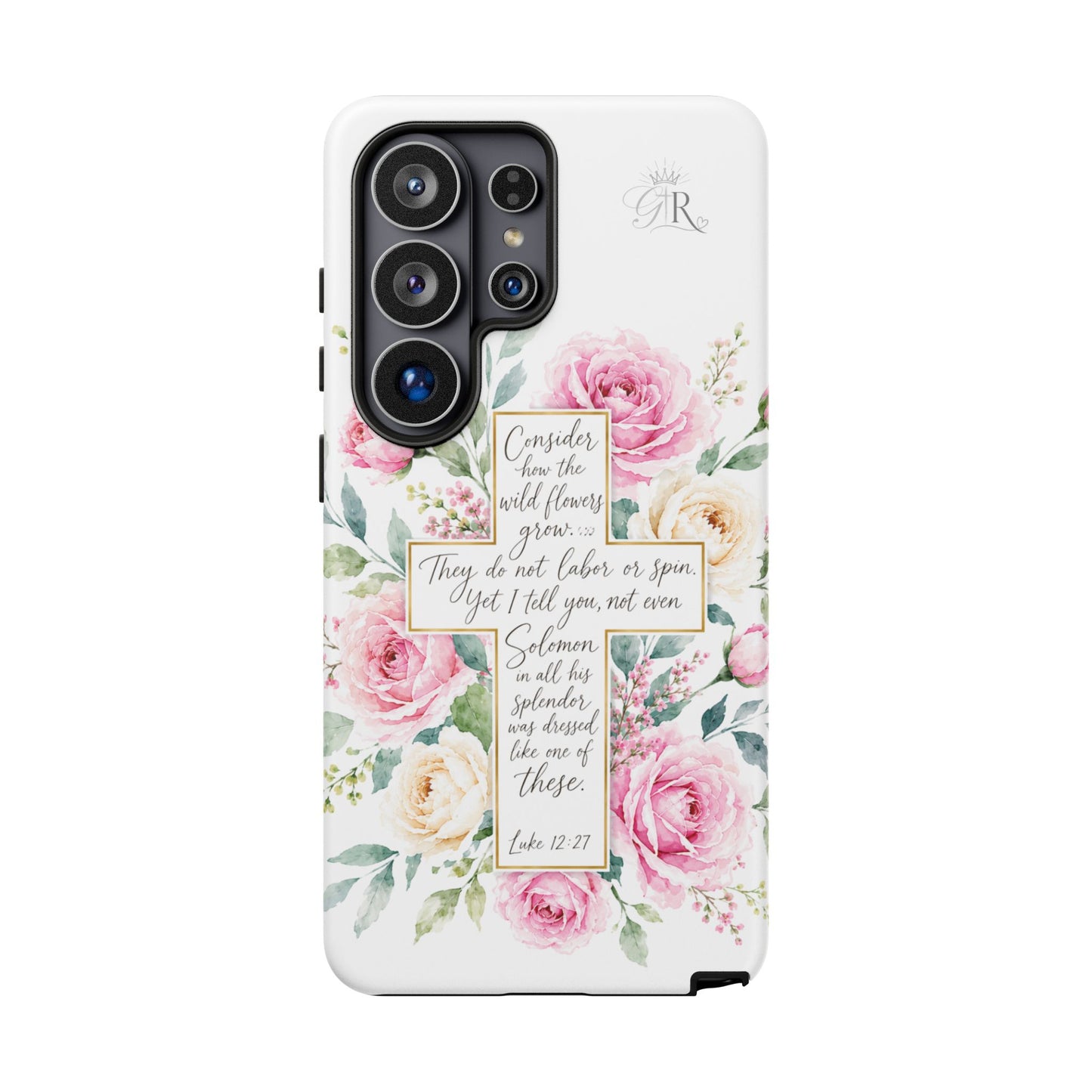 Floral Cross Scripture Phone Case | Tough Case