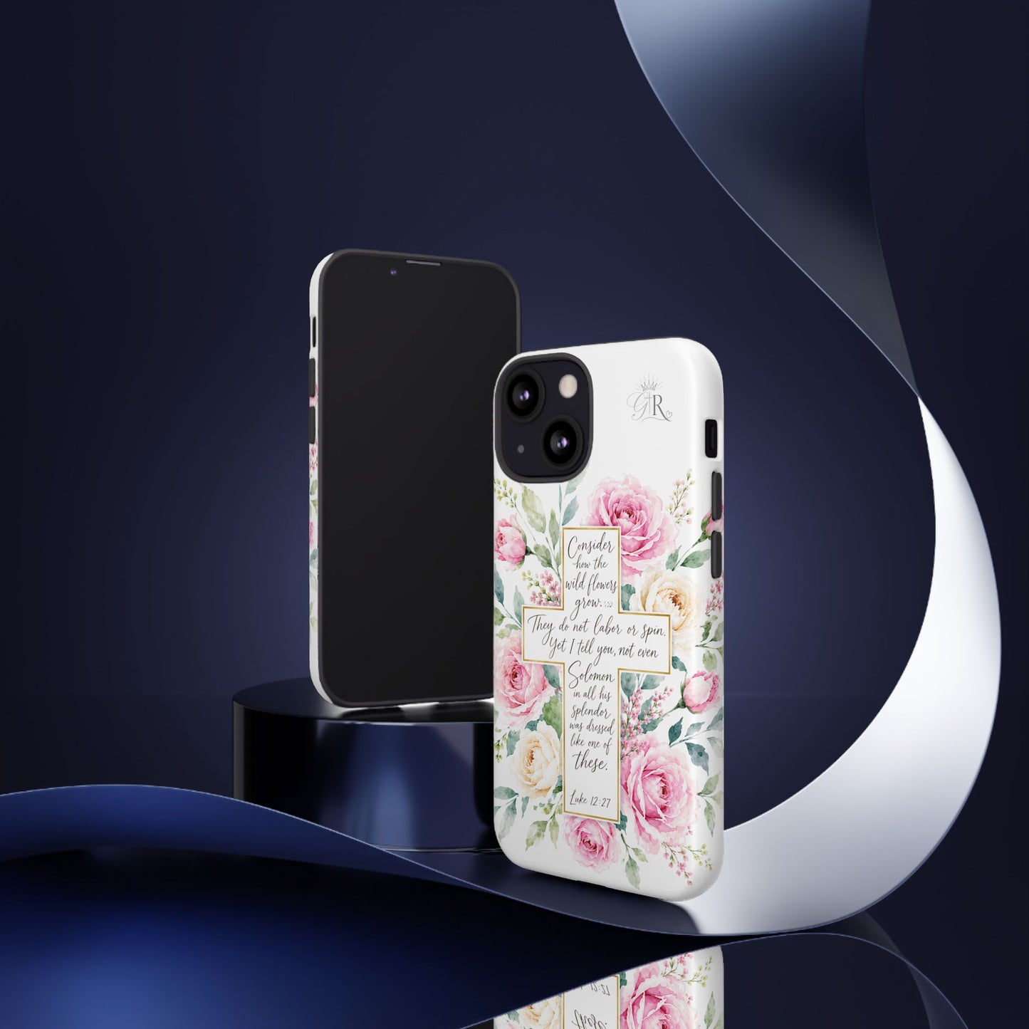 Floral Cross Scripture Phone Case | Tough Case