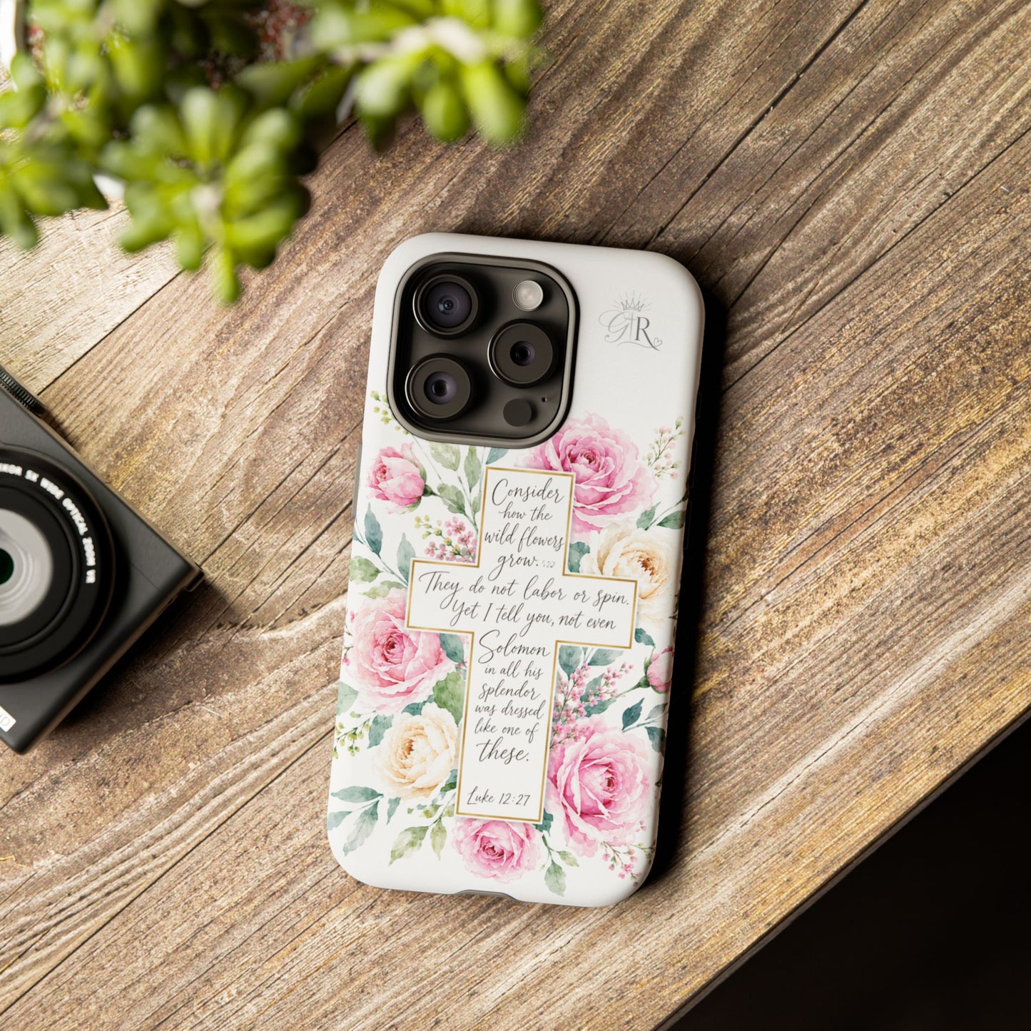 Floral Cross Scripture Phone Case | Tough Case