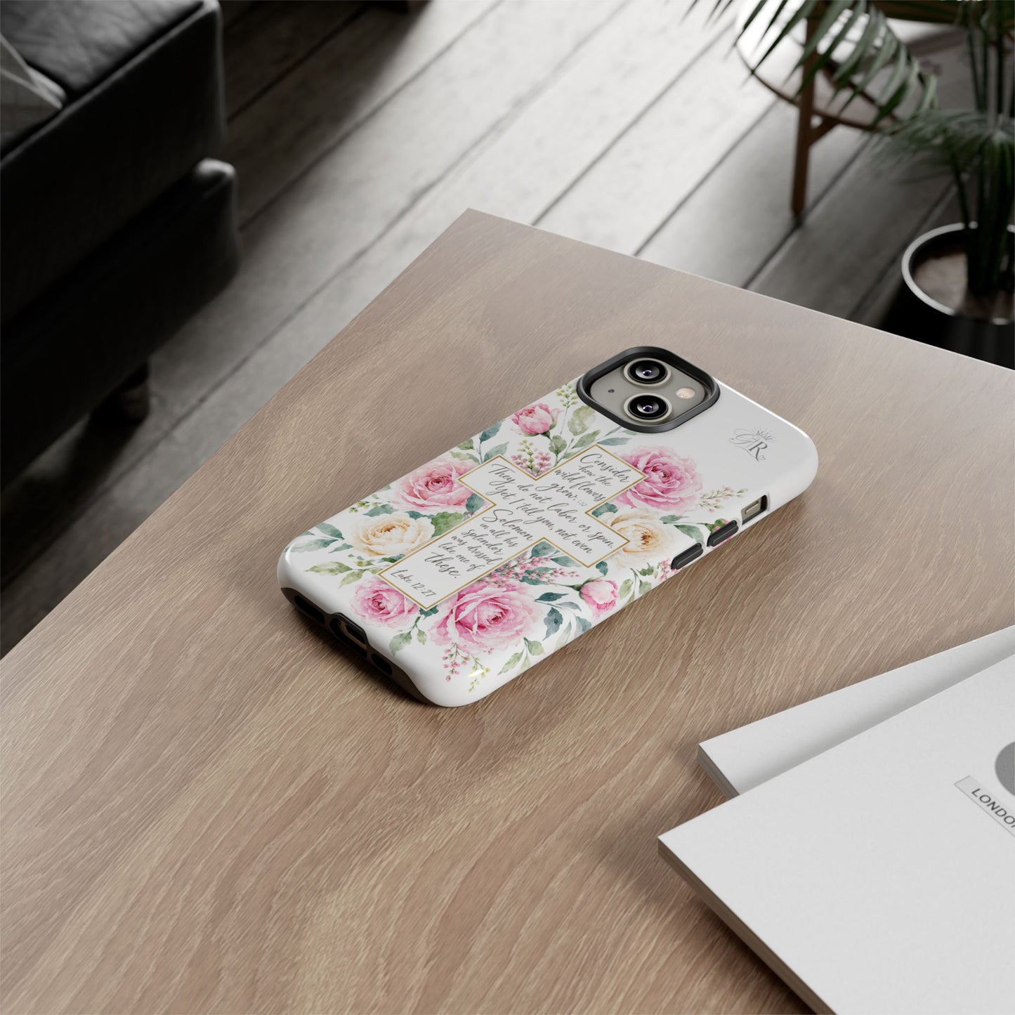 Floral Cross Scripture Phone Case | Tough Case