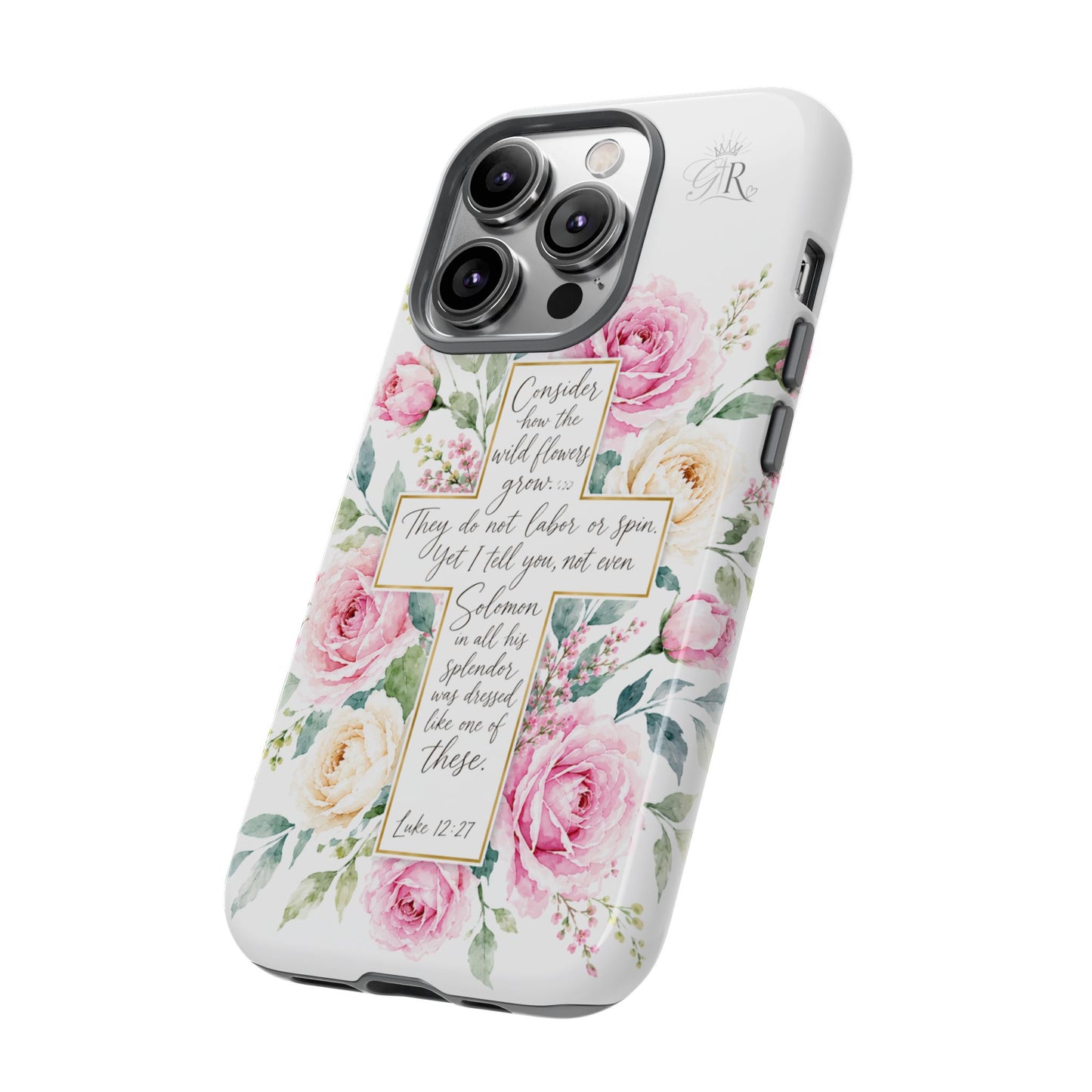 Floral Cross Scripture Phone Case | Tough Case