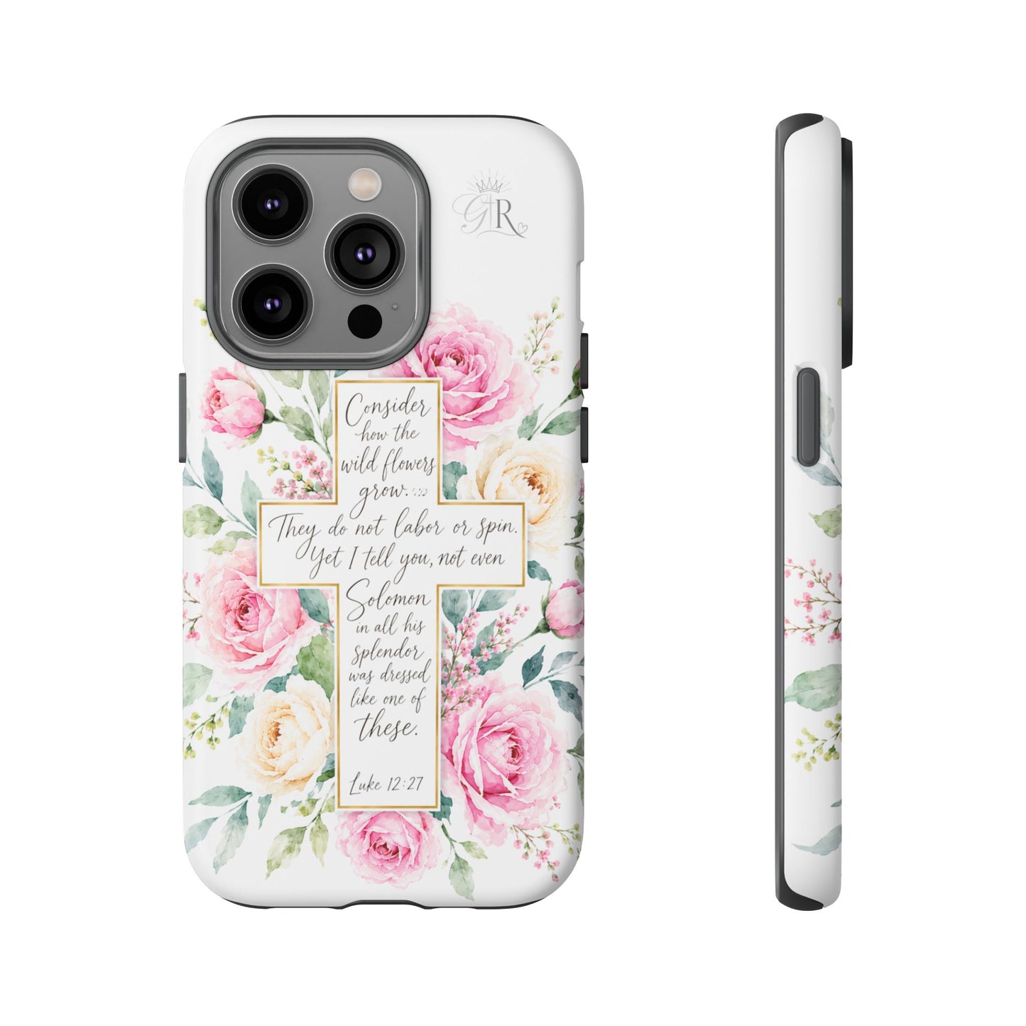 Floral Cross Scripture Phone Case | Tough Case