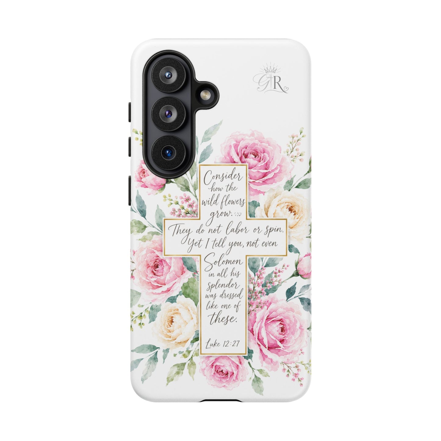 Floral Cross Scripture Phone Case | Tough Case