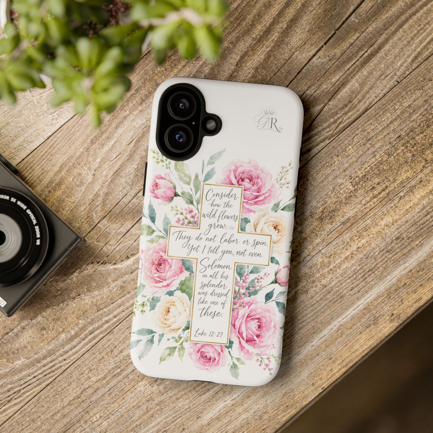 Floral Cross Scripture Phone Case | Tough Case